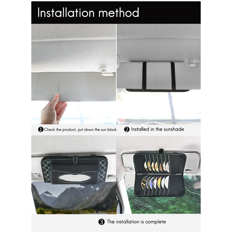 

Car Sun Visor Tissue Holder 14X CD Clip Box Universal for Car Interior