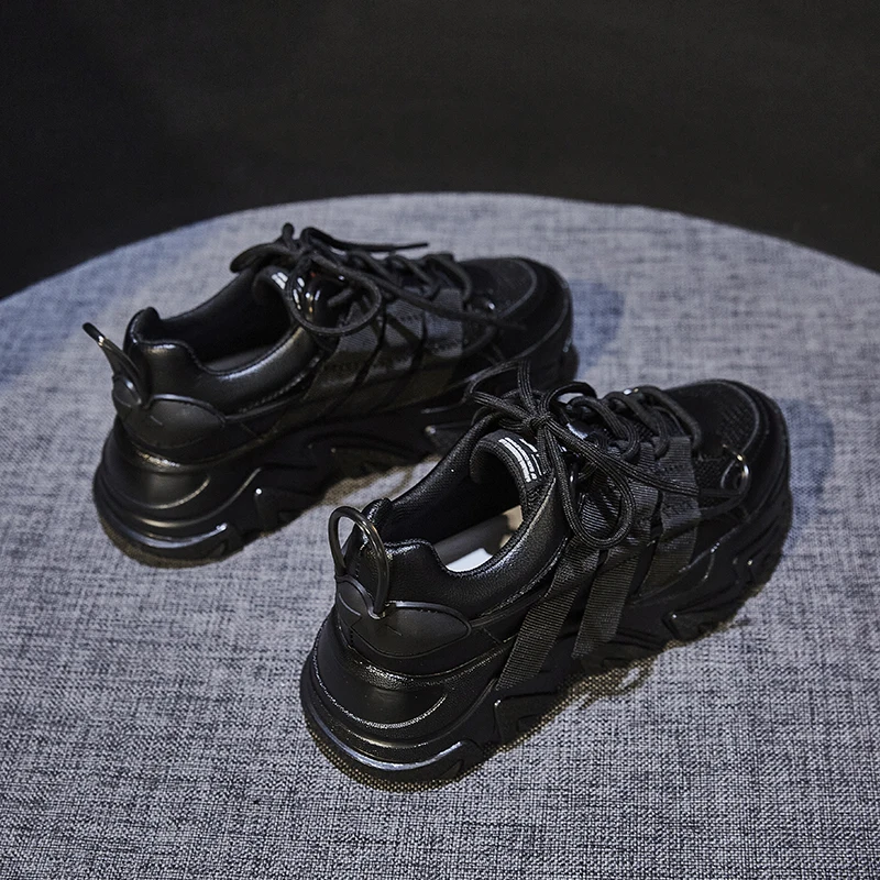 

Platform Chunky Sneakers for Women Breathable Vulcanized Shoes Lady Casual Thick Bottom Snakers Autumn Winter Lace up Shoes