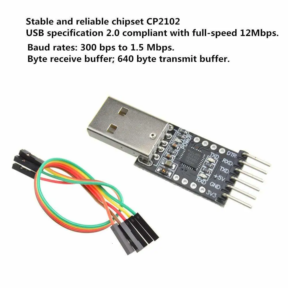 Cp2102 Usb 2 0 к Uart Ttl 6-Контактный Модуль последовательный конвертер с Dupont кабели