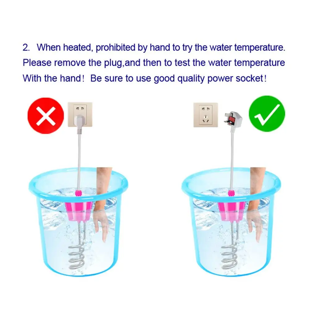 

1500W/2000W Immersion Water Heater Boiler Heating Rod For Inflatable Tub Pool With Leakage Protection Switch