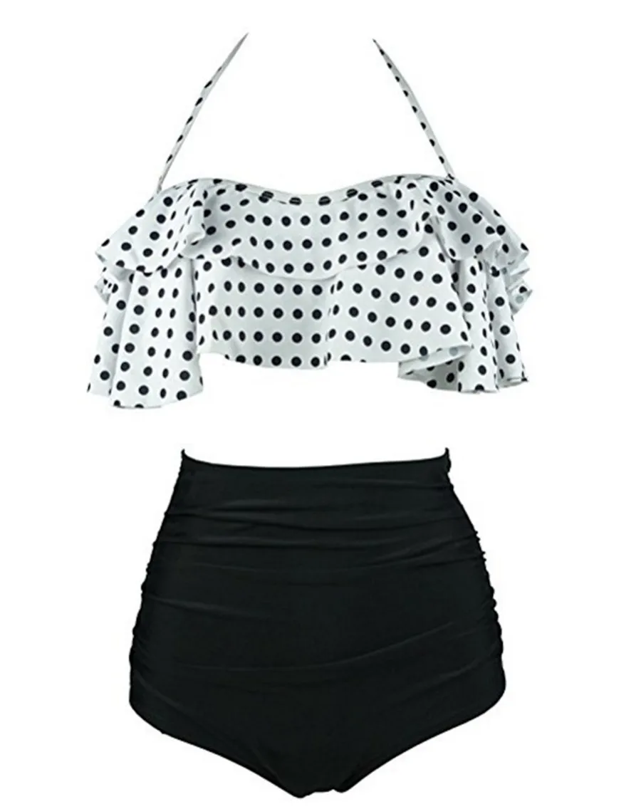 Женский винтажный бикини с эффектом пуш-ап большой купальный костюм высокой