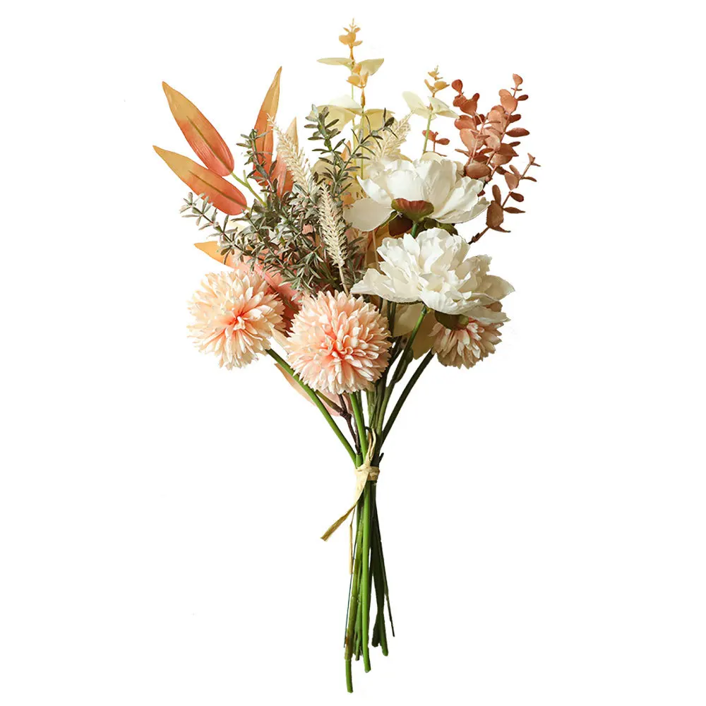 

INS Newlyweds Make Flowers High Quality Dandelion Peony Hybrid Bouquet Wedding Green Plant Home Wedding Decoration False Flower