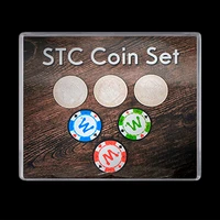 stc coin set triple chips coin set close up magic tricks coin magic props coin appear vanish double face super triple coin funny