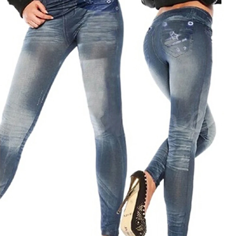

Fashion 2020 New Women Printed Imitation Feet Pants Bottom Jeans Fashion Sexy Elastic High Waist Leggings Hot Sell