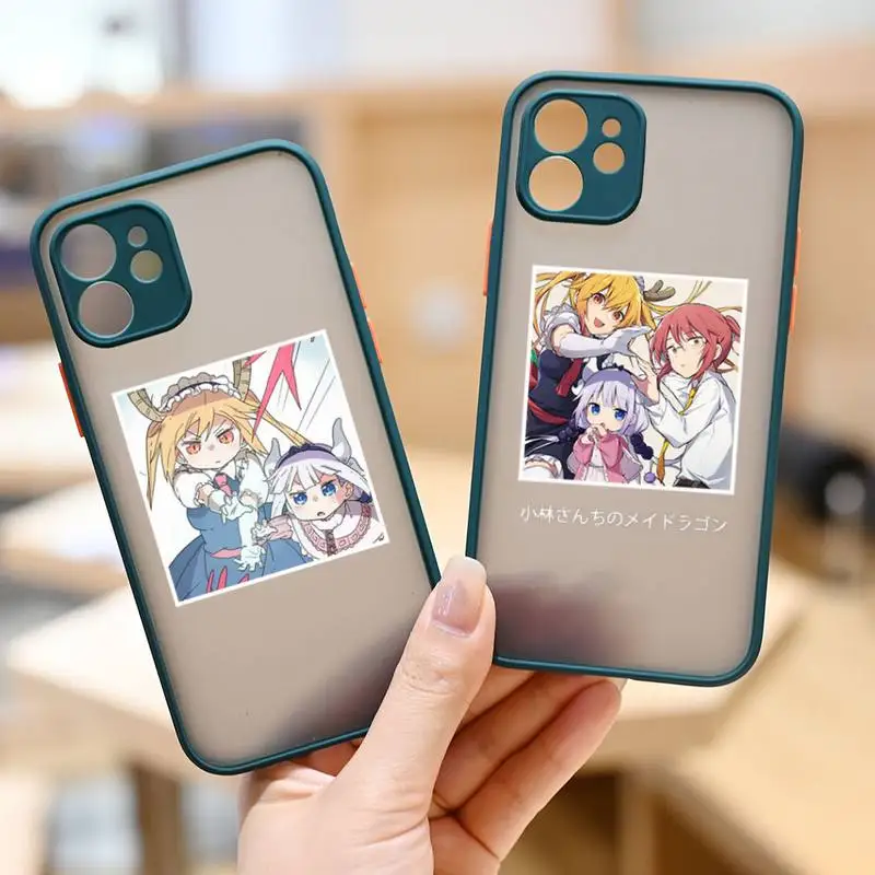 

Miss Kobayashis Dragon Maid Phone Case Black Green Color Matte Transparent For iPhone 13 12 11 Mini Pro Max X XR XS 7 8 Plus
