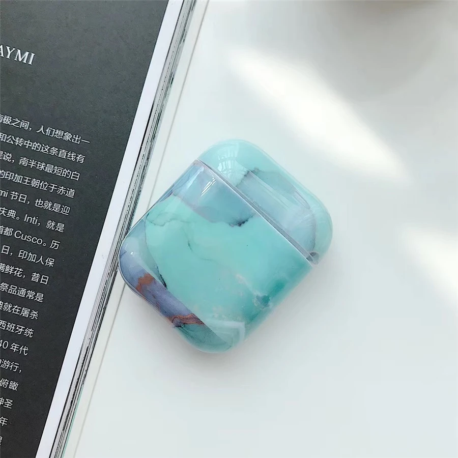 Чехол для наушников с мраморным узором для Apple Airpods 1 жесткий чехол из поликарбоната защитный чехол для AirPods 2 защитный чехол
