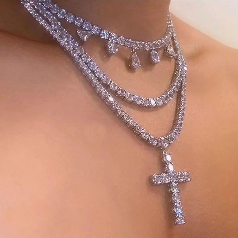 

Amorita boutique Super exquisite luxury 925 silver zircon necklace