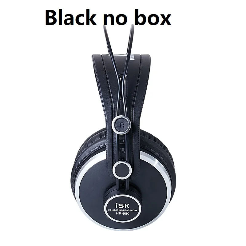 black no box Фирменные мониторные наушники, iSK hp-980, профессиональная студийная диджейская гарнитура, объемный стерео звук, наушники Hifi, наушники - Цвет: black no box