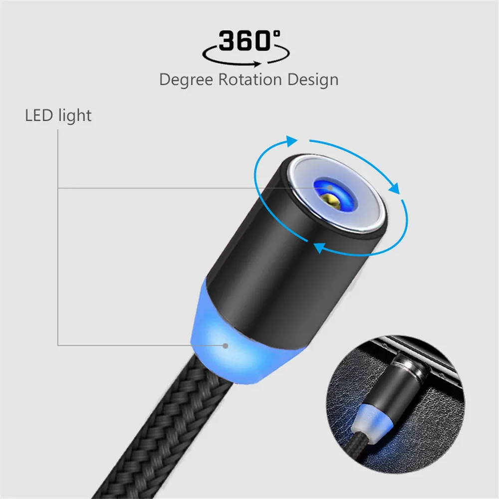 Магнитный usb кабель 1 м для быстрой зарядки USB Type C зарядный шнур Micro мобильный