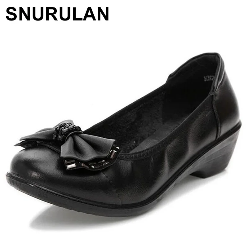 

SNURULANBrand Shoes Woman Fashion Shoes 2021Newest Bestselling Elegant Bow Beaded Soft Cowhide Leather Shoes Wedges High Heels