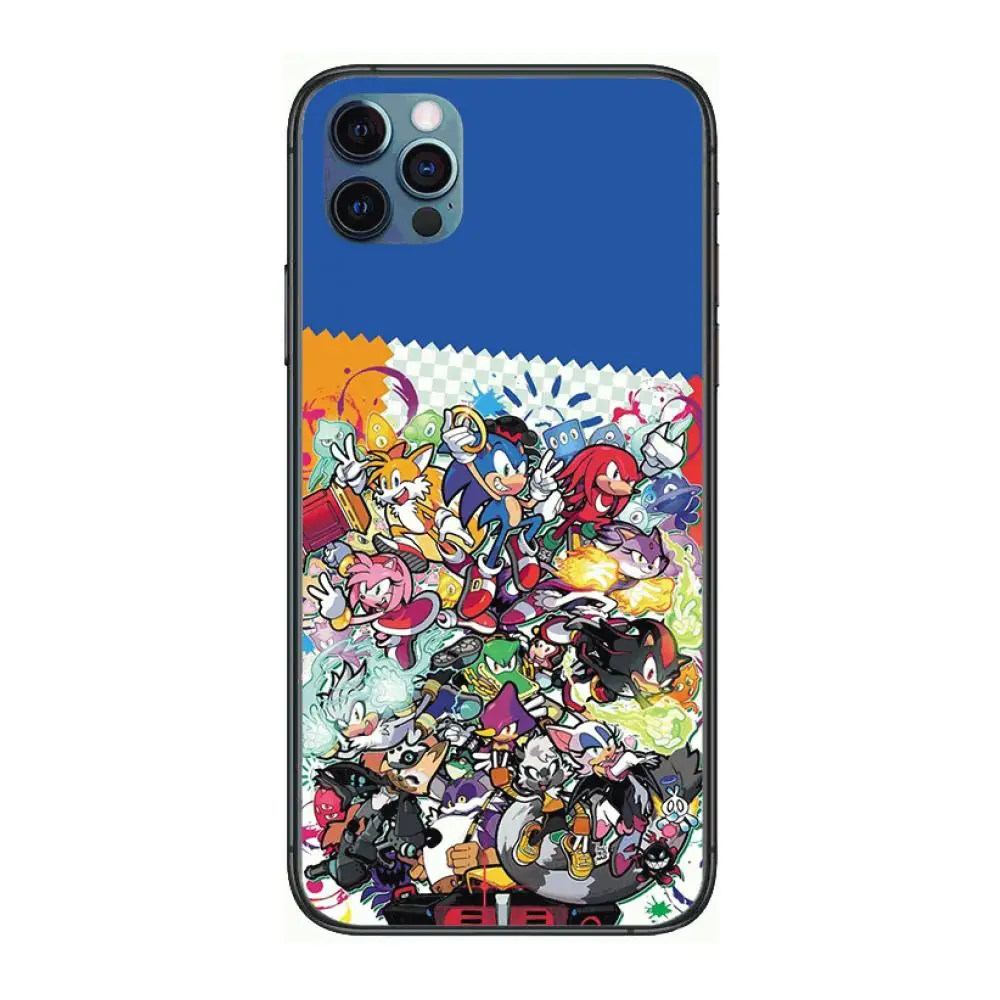 

Bumper 3D Anime Blue Sonic Style Phone Case cover For iphone 12 pro max 11 8 7 6 s XR PLUS X XS SE 2020 mini black cell shell
