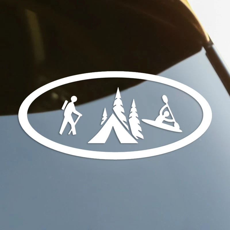 

Hiking Camping Kayak Oval Die-Cut Vinyl Decal Car Sticker Waterproof Auto Decors on Car Body Bumper Rear Window Laptop #S60369