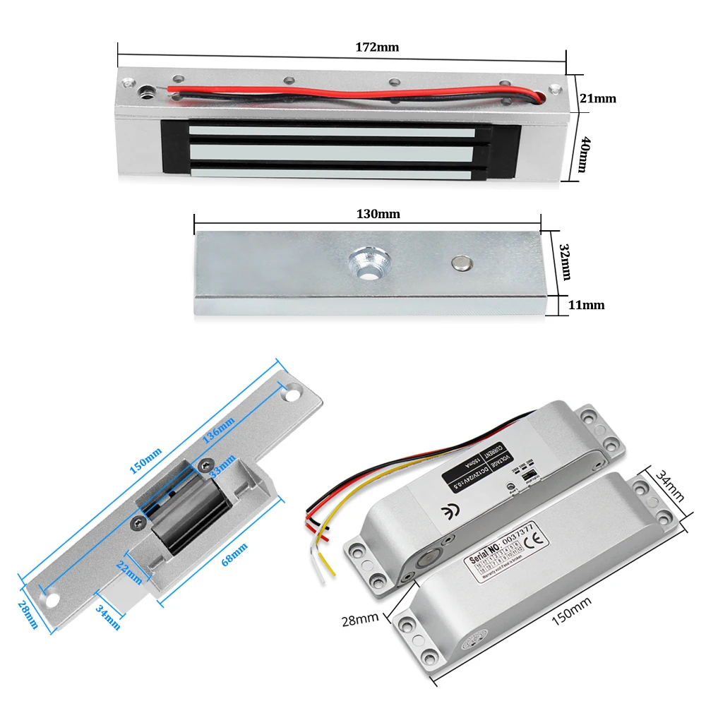 TCP/IP/USB RFID Fingerprint Access Control System Biometric Software Frame Glass Door Set Electronic Magnetic/Strike/Bolt Lock |