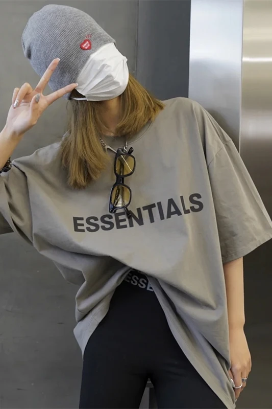 

FEAR OF GOD ESSENTIALS FOG double-line short-sleeved t-shirt female new high street letters loose tide brand