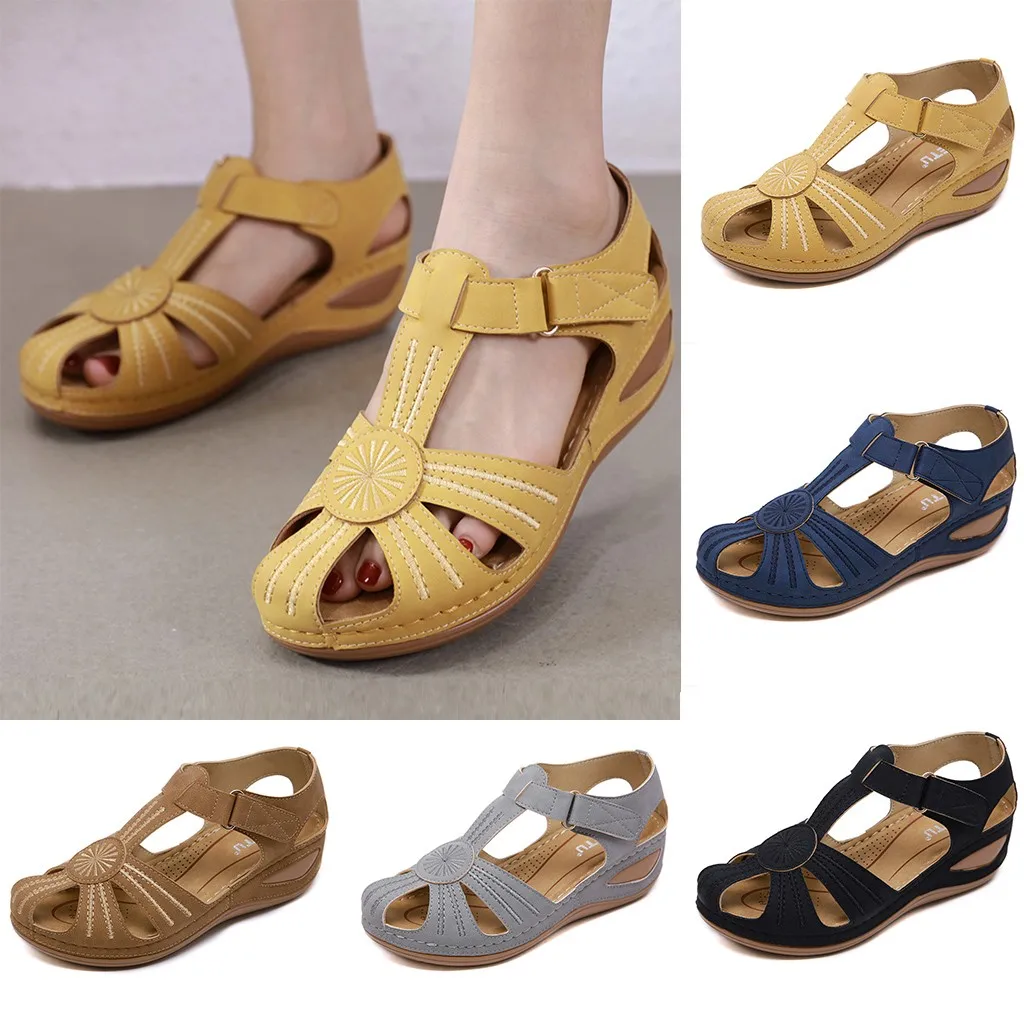Женские летние сандалии в стиле ретро импортные товары размера плюс удобные с