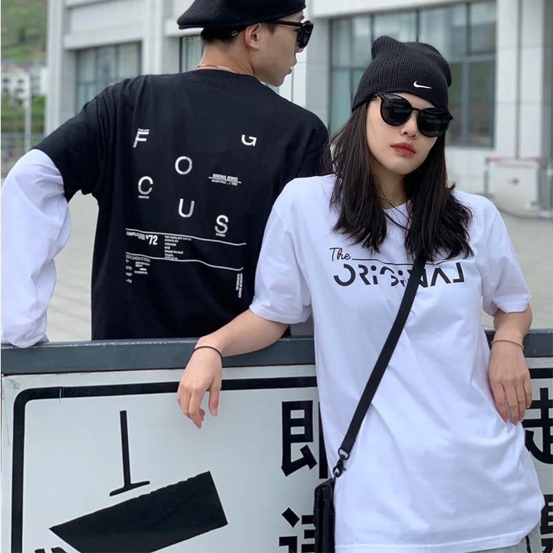 

(UN) f|2020 new cotton print CEC couple short sleeve casual T-shirt letter print tee