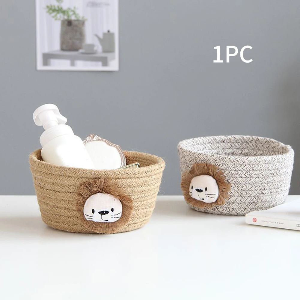 Storage Basket Organizer Bathroom Cute Animal Sundries Box Home Portable Laundry Holder Office Dormitory Cotton Rope Desktop | Дом и сад