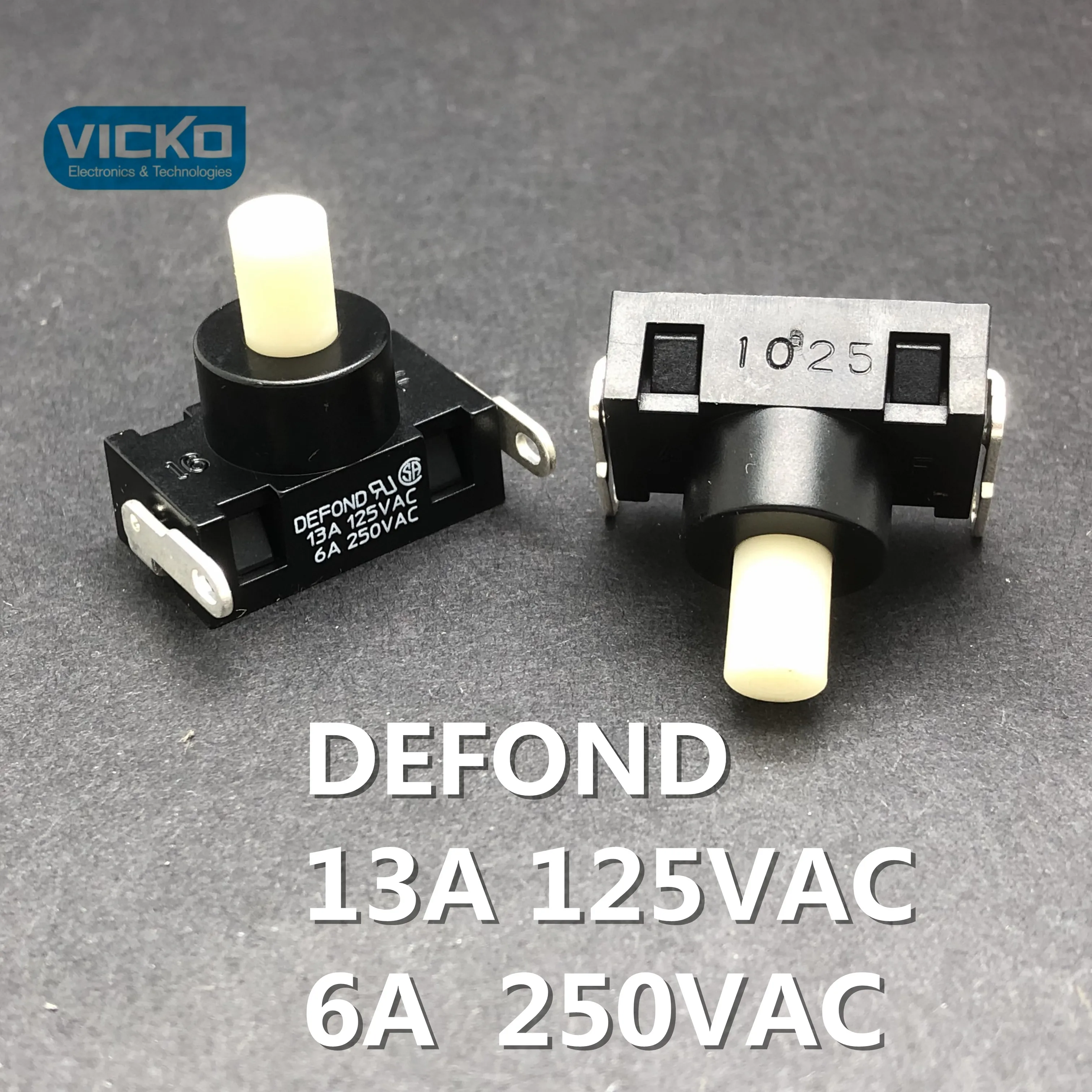 Выключатель питания импорт DEFOND 13A 125VAC 6A 250VAC 2 фута 2pin кнопки самоблокирующийся