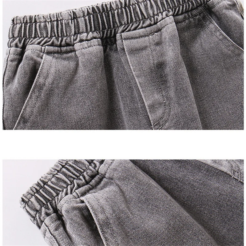 

Spring Autumn Kids Boy Cargo Jeans Loose Style Baby Denim Sport Pant for Boys Cargo Jean Pants Child Casual Trousers Gray Blue