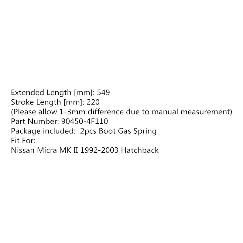 BOXI 2Qty Boot Shock газ пружинный подъемник опора для Nissan Micra MK II 1992-2003 Хэтчбек подъемные