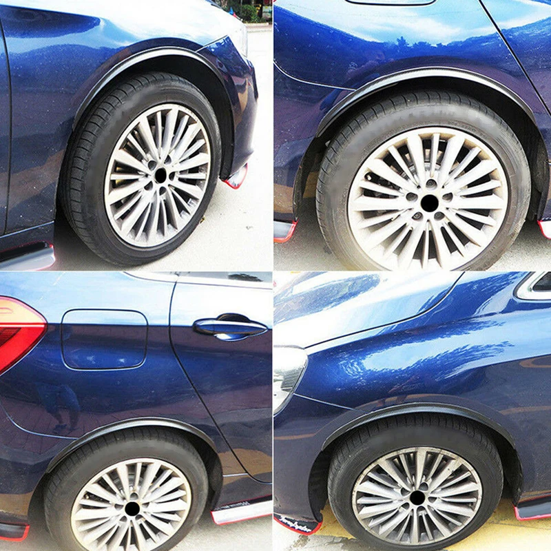 4PCS Car Truck Carbon Fiber/ Black Rubber Wheel Eyebrow Protector Lip Sticker Trim Fender Flare Anti-Scratch For Ford VW Audi | Автомобили
