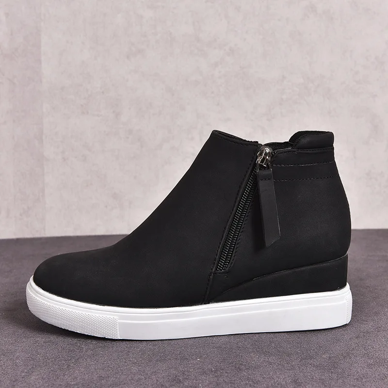 

2020 Women's Wedge Sneaker Vulcanize Shoes Fashion Zip Leopard Increase Within Zapatos De Mujer New Fashion for Girl