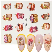 2022 summer new designs ice cream fruit strawberry cherry cake nail art water transfer sticker decor slider decal manicure tool