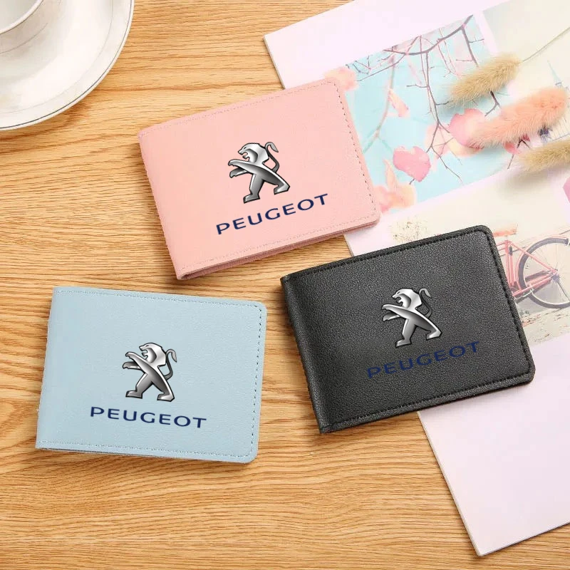 

PU Leather Card Bag Driver License Holder Car Driving Documents Card Wallet for Peugeot Logo 108 406 407 408 206 207 208 306 307