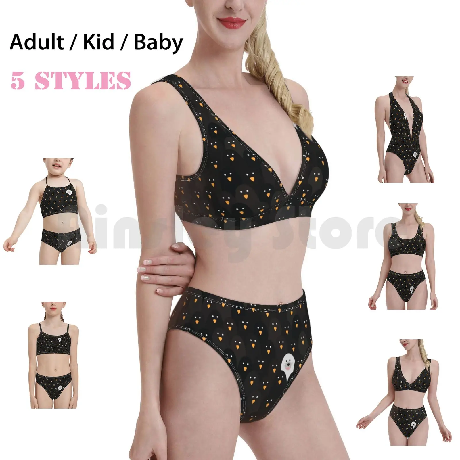 

Penguin Huddle Swimsuit Bikini Padded High Waist Penguin Penguins Seal Sea Lion Animal Animals Nature Wildlife Pattern