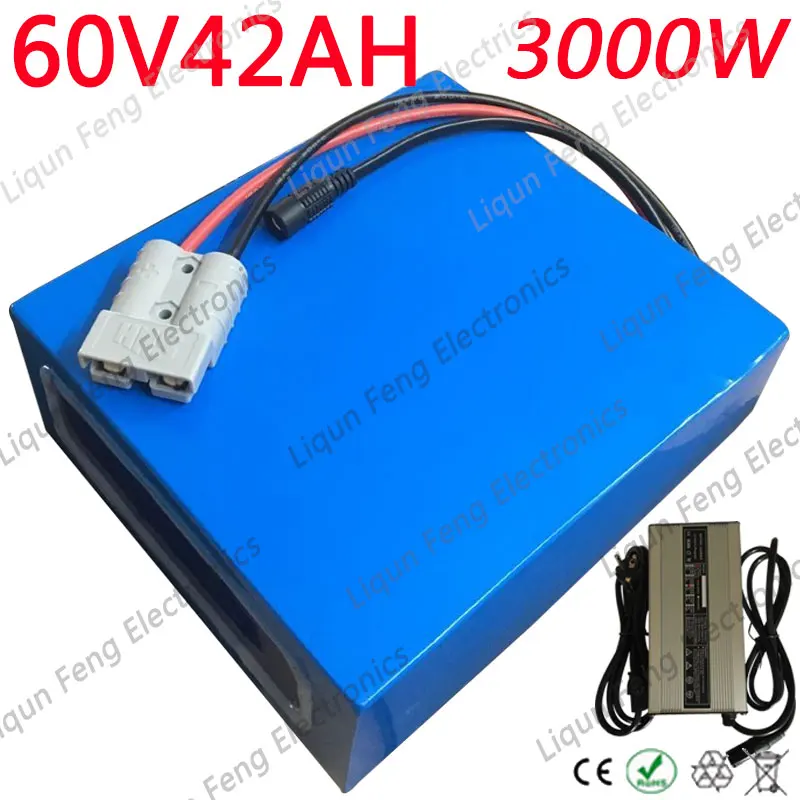 60V литиевая батарея 40AH 2000W 2500W 3000W аккумулятора электроскутера электрический