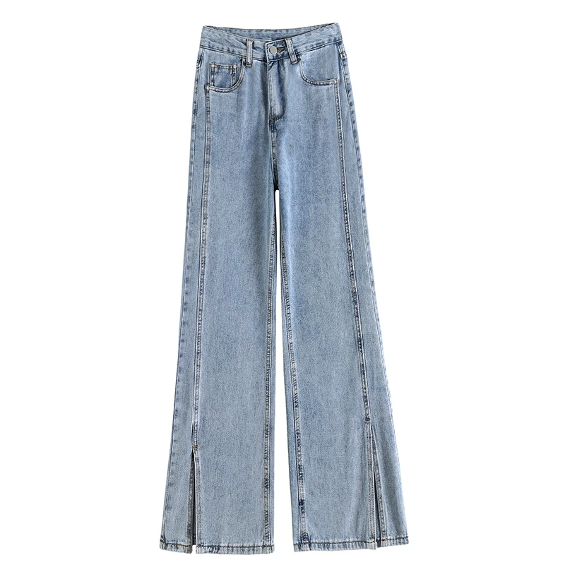 

Jeans Women High-waist Straight Loose Ankle-Length Denim Trousers Ladies Vintage Casual All-match Street-Wear Wide Leg Fashion