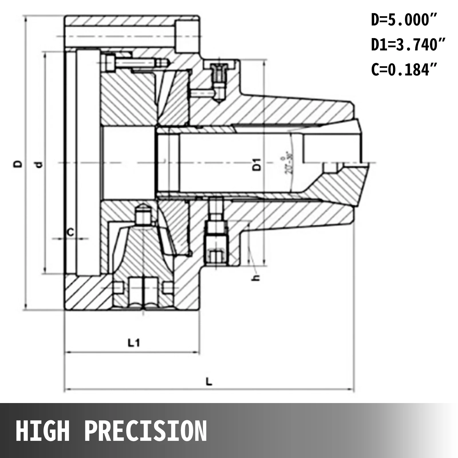 

VEVOR 5C Collet Lathe Chuck Plain Back With Semi-Finished L-00 Backplate Adapter High Precision CNC Kit Tool Replace for 3 Jaw