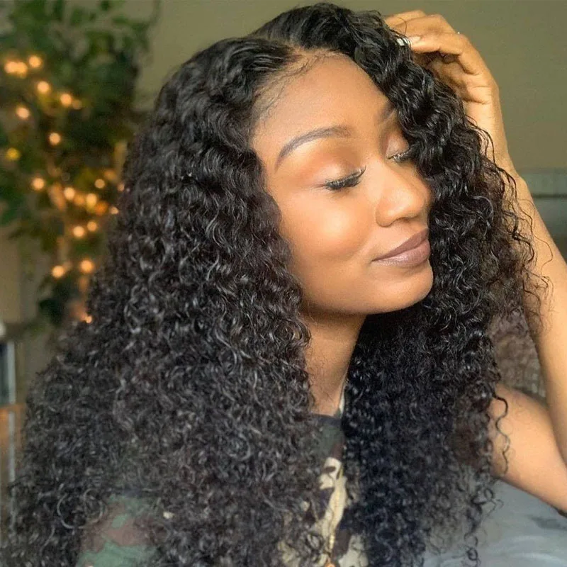 Swinging Forest Wigs for Black Women Kinky Curly Wig 13x4 Lace Front Human Hair With Baby 180% Remy | Шиньоны и парики