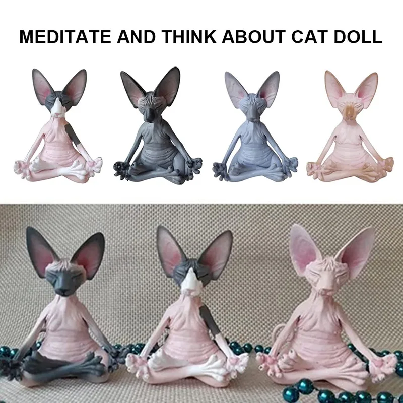 

Cat Meditate Statue Collectible Figurines Miniature Decor Sphynx Desktop Decoration Animal Model Figure Home Decor Sphinx Model