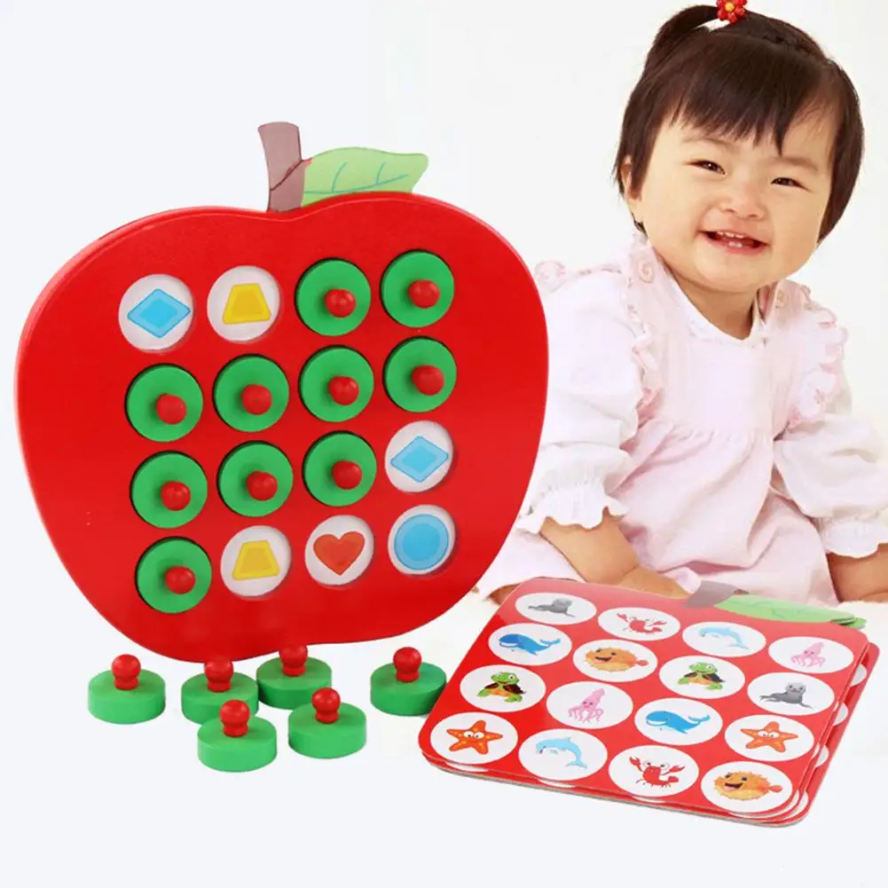 

Wooden Apple Board 3D Puzzle Memory Matching Chess Game Educational Kids Toy