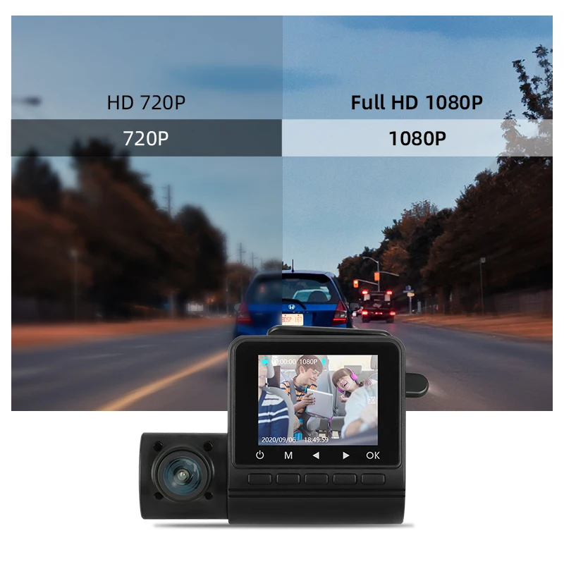 Dash Camera HD1080P Car Dvr front + inside lens Night Vision Cam 24H Parking Monitor Video Recorder GPS Tracker | Автомобили и