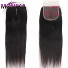 Monika 8-24 дюйма средняя часть 4x4 T часть половина ручной работы кружевные застежки человеческие волосы прямые кружевные застежки предварительно выщипанные с детскими волосами