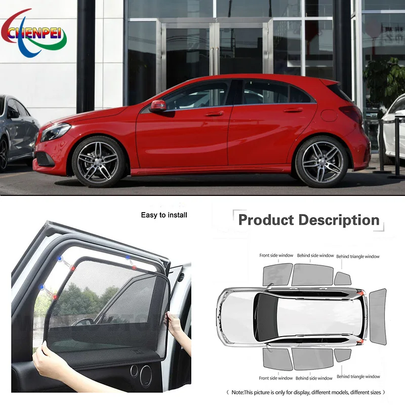 For Mercedes Benz A Class Car Full Side Windows Magnetic Sun Shade UV Protection Ray Blocking Mesh Visor Car Accessories