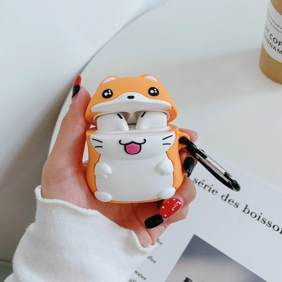 Для AirPods 2 Чехол, силиконовый, милый, 3D, вишневый, мороженое, чехол для наушников, для Airpods, крышка для наушников, кольцо для ключей, ремешок для Air pods