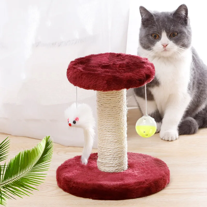 

DouNiOne Cute Cat Double Drop Ball Mouse Plush Cat Climbing Frame Sisal Cat Scratching Board Post Cat Tree Cat Tower Pet Supply