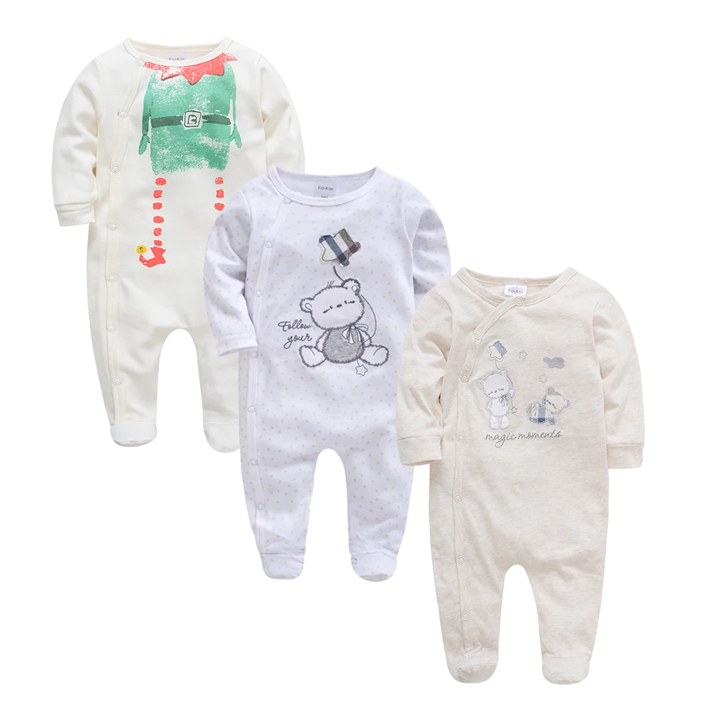 Детские комбинезоны для новорожденных 3 шт./лот Комбинезон из 100% хлопка с