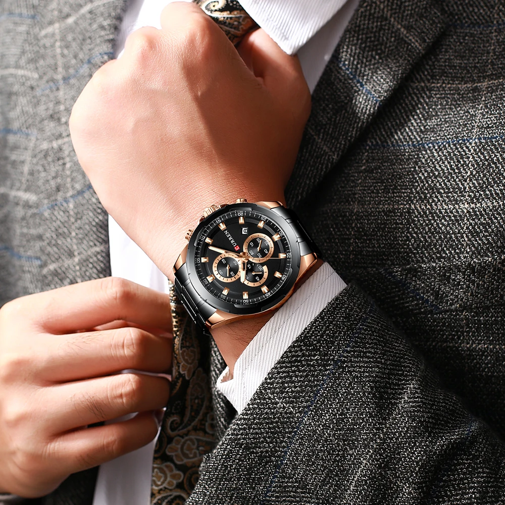 Часы наручные CURREN Мужские с хронографом брендовые модные спортивные Роскошные