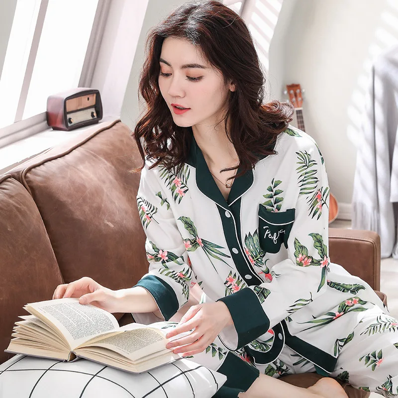 Осенняя новинка пижама с длинными рукавами Женский хлопковый кардиган Милый