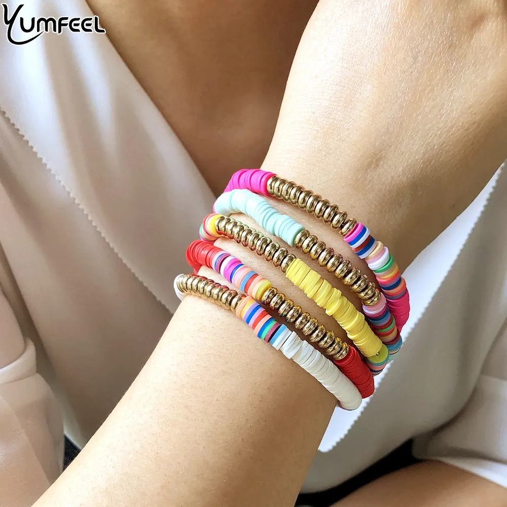 Yumfeel новый браслет из полимерной глины ручной работы Мягкая Керамика 5 цветов