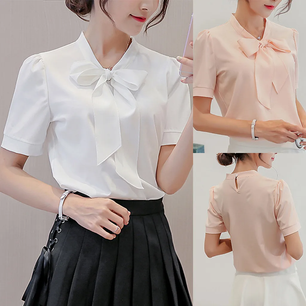 2019 модная новинка хит продаж женская рубашка летняя офисная однотонная с