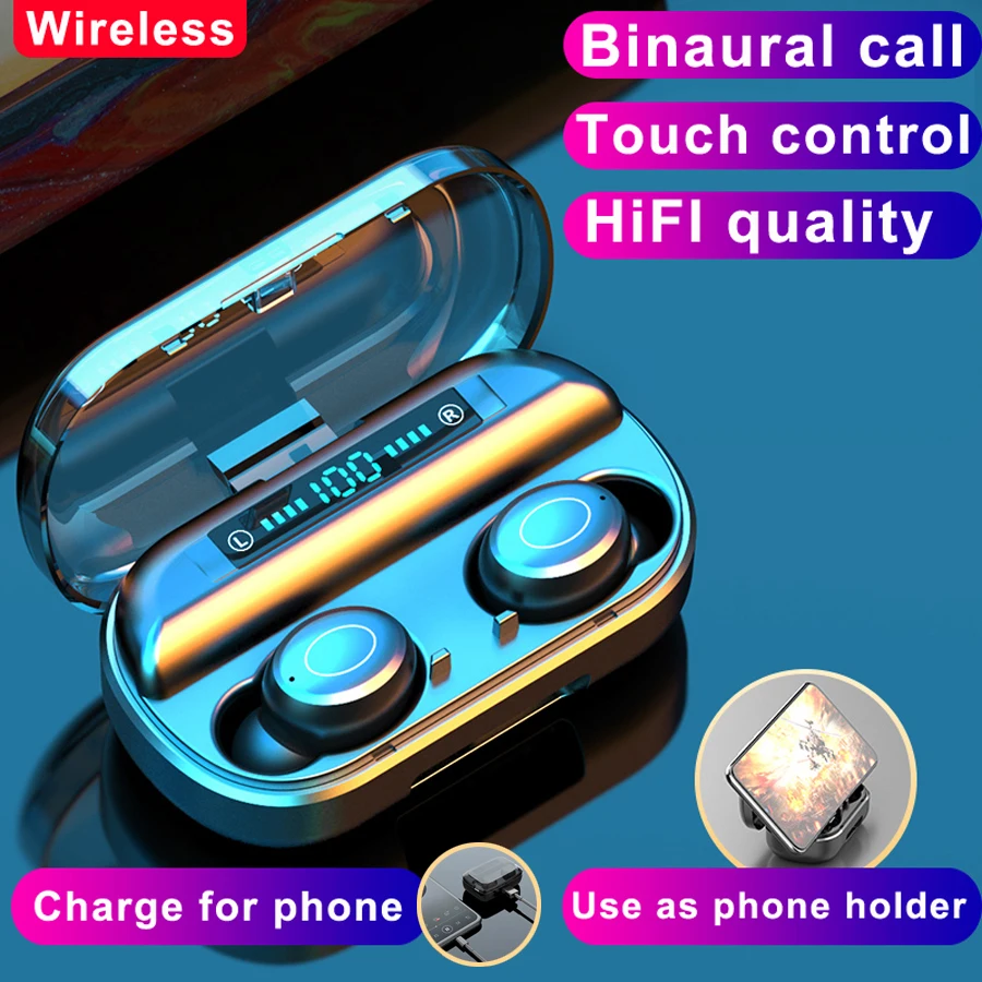 TWS беспроводные Bluetooth наушники HD 8D Handsfree стерео 5,0 Bluetooth наушники с шумоподавлением наушники с микрофоном power Bank