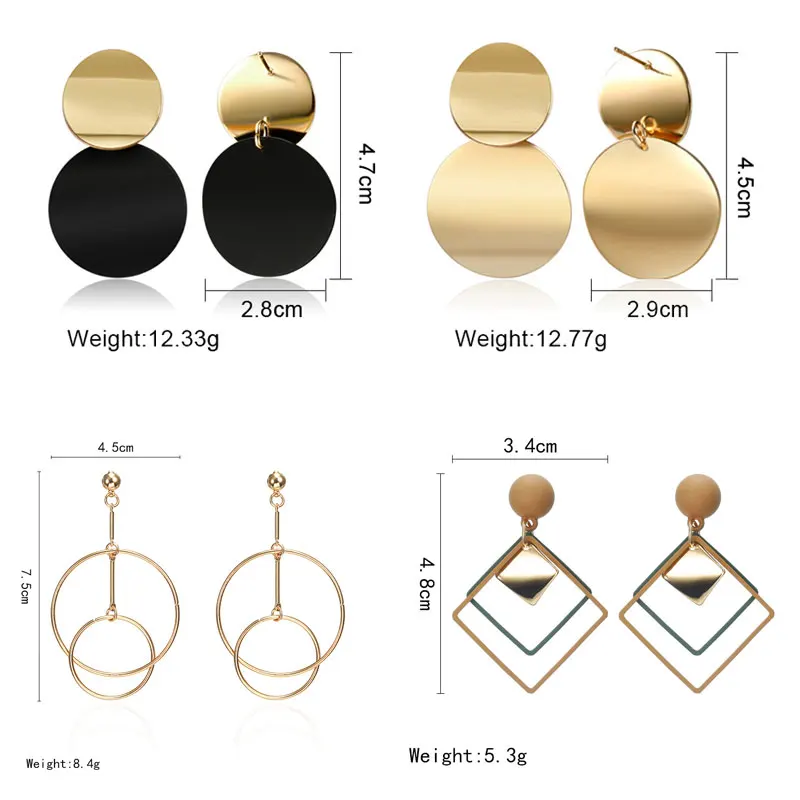 Hot Korean Gold Color Earrings 2021 for Women Fashion Statement Jewelry Leaf Face Metal Acrylic Ear Dangle Drop Earing | Украшения и