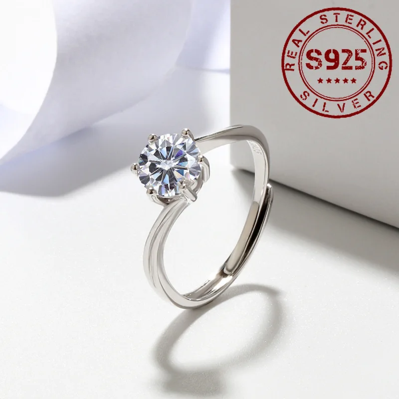 

925 Sterling Silver Ring for Women Resizable Zircon Women Rings Engagement Wedding Bride Jewelry Accessories Wholesale