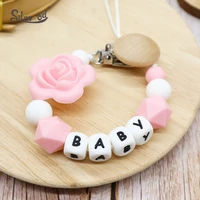 customizable baby silicone pacifier chain flowers infant pacifier clips chains dummy clips nipple holder chew baby teether toys