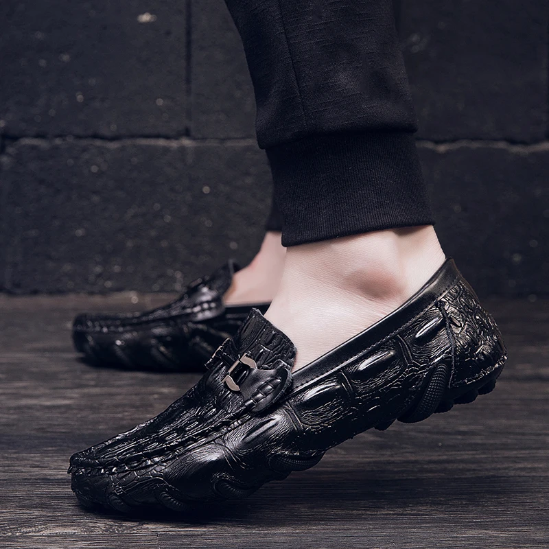 Туфли мужские из крокодиловой кожи роскошные брендовые дышащие мокасины без